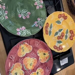 Three 12 inch Pottery Barn Plates Platters Mexico Vintage